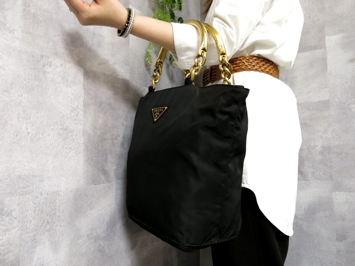 ○美品○PRADA プラダ○メタルハンドル○ポコノ ナイロン○ハンド  
