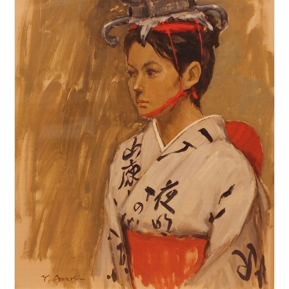 1000円～ おたからや◇x462 荒木義太郎 祭りの女（山麓） 油彩F8号