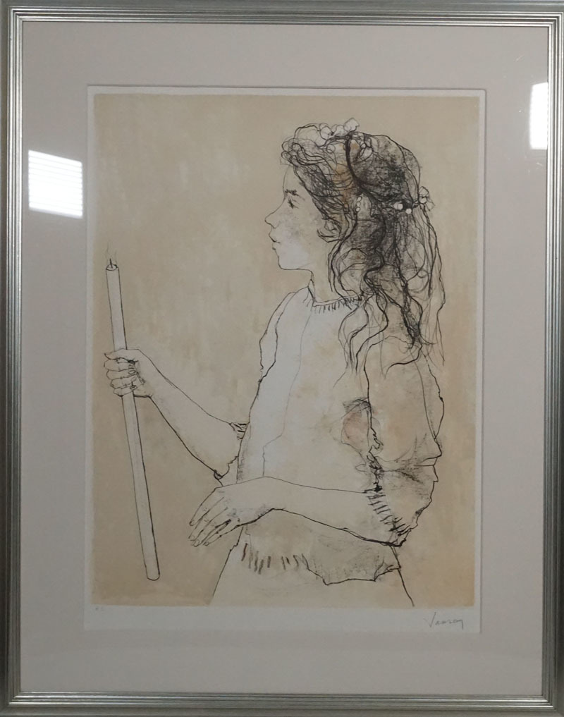 C580◇本物保証 【ジャン・ジャンセン】 リトグラフ約20号 「ロウソク  