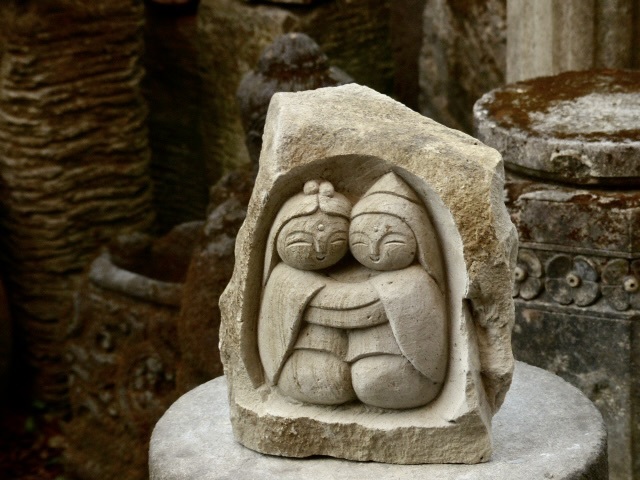 夫婦円満の石像h26cm 仏像　道祖神　子孫繁栄　石仏　家庭円満 　0328