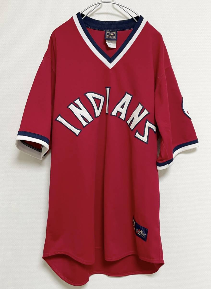 希少 90s USA製 マジェスティック クーパーズタウン コレクション MLB クリーブランド インディアンス クラシックロゴ ユニフォーム size L