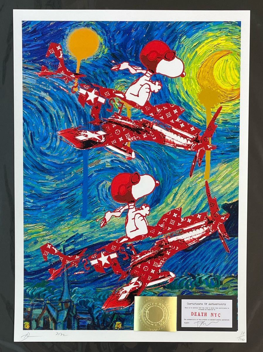 DEATH NYC 現代アートポスター012【世界限定】スヌーピー SNOOPY トムエバハート　ゴッホ　星月夜　Gogh 戦闘機　ルイヴィトン　KAWS