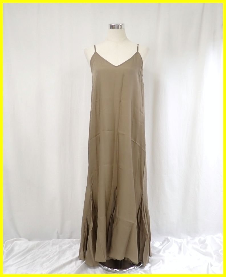 ◆美品 Lisiere L'Appartement/リジェール アパルトモン wash maxi キャミワンピース M～L相当/マキシ丈/ダークベージュ/薄手&1111102743