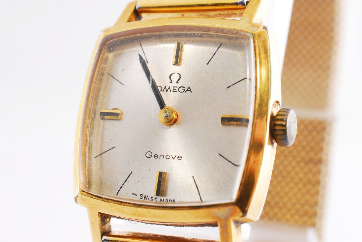 ジュネーブ オメガ OMEGA 手巻き レディース 稼働 スクエア SS