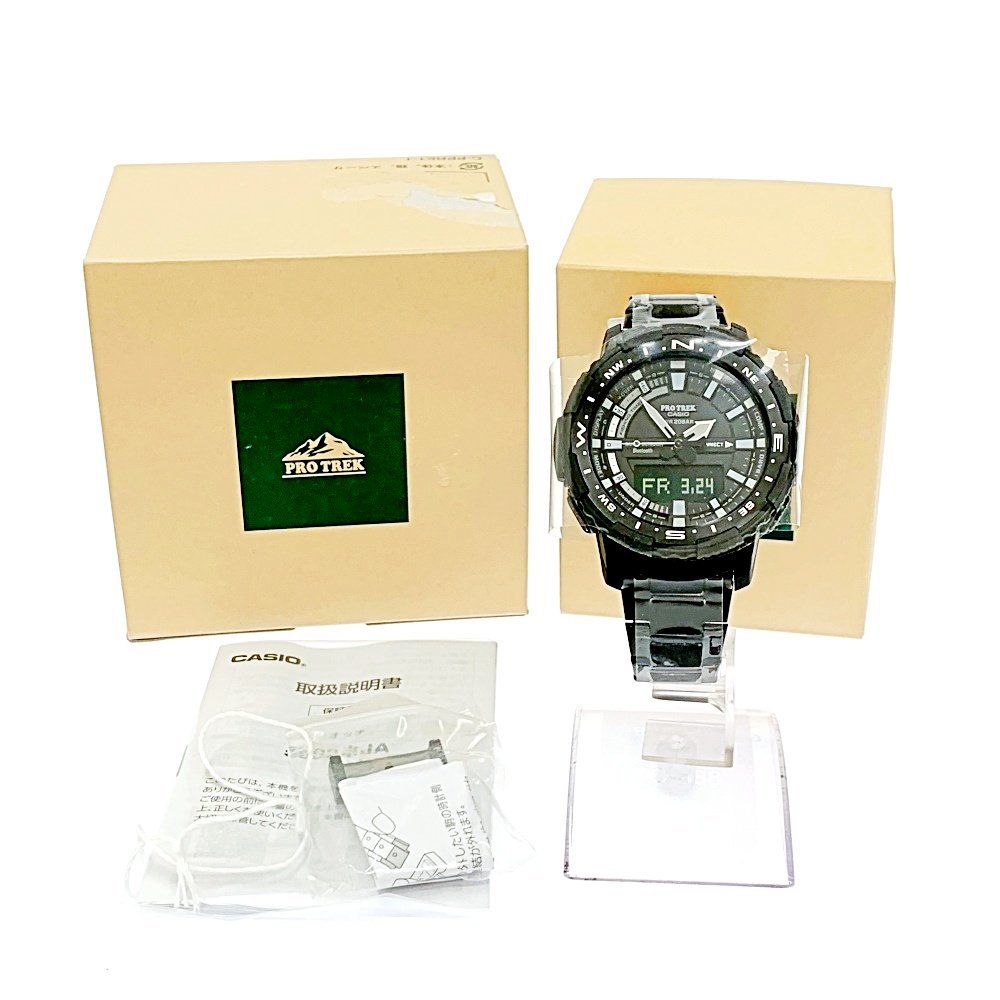 【1円スタート】【未使用・箱付き】CASIO カシオ PRT-B70 プロトレック ブラック文字盤 チタン 電波ソーラー メンズ腕時計 159354