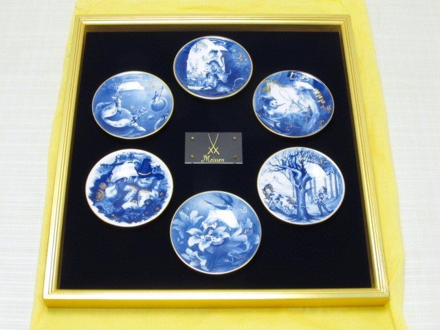 ☆希少 マイセン 飾り皿 額装 アンデルセン童話 共布 小皿 6枚 MEISSEN