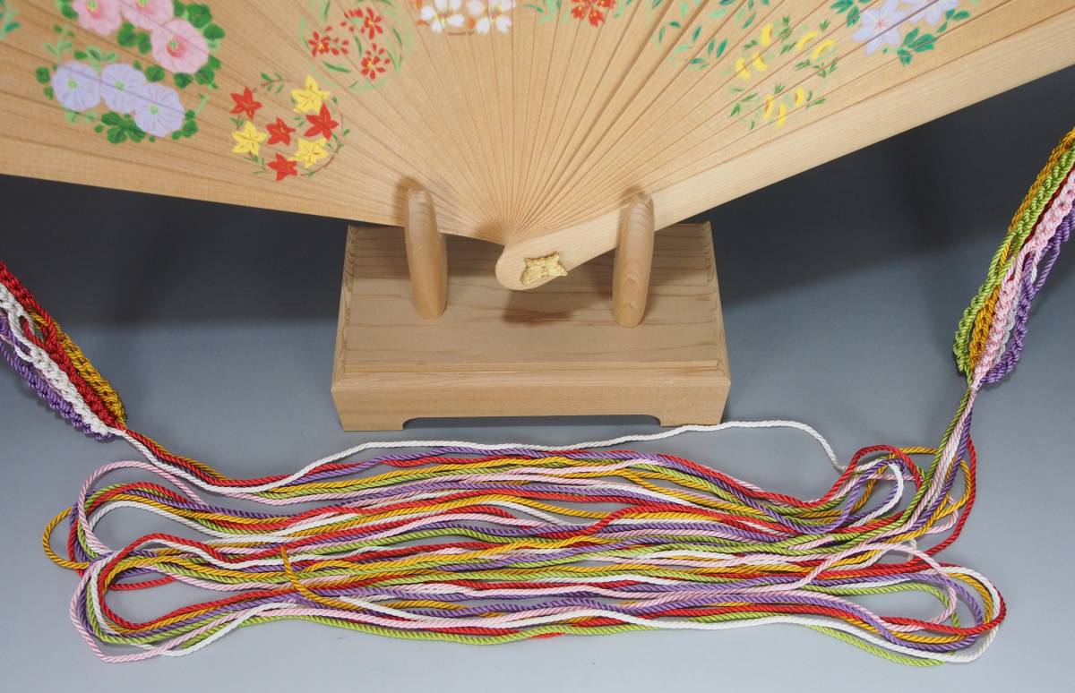 AZ-853 檜扇 宮脇賣扇庵 美也古扇 花詰 飾り扇子 箱 扇立 栞 美品 桧扇