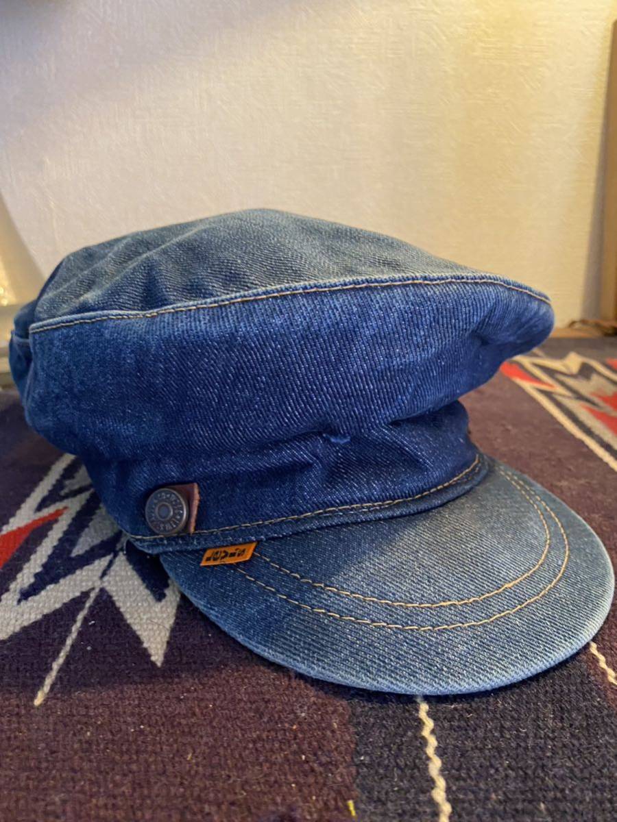 ビンテージ LEVIS リーバイス 希少 70S オレンジ タブ インディゴ デニム キャスケット ハンチング ハット キャップ 帽子 レア