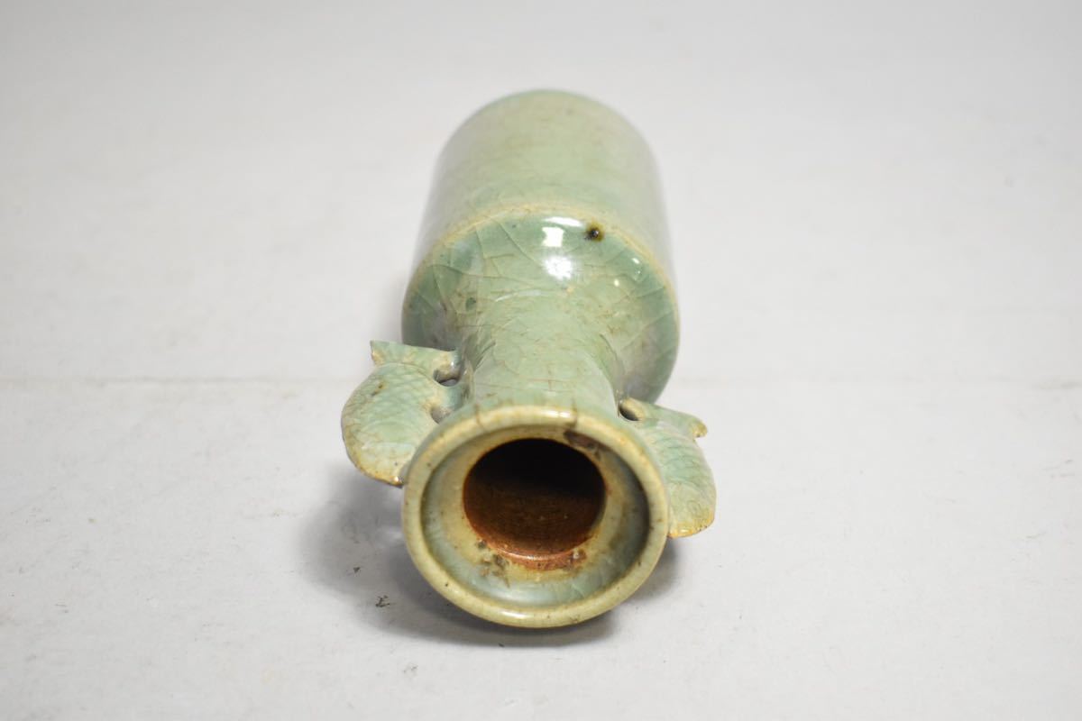 花瓶 花器 中国美術 中国古玩 青磁 青瓷 時代物 骨董品 龍 古美術 年代保証