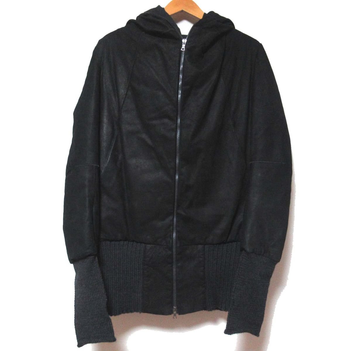 美品 ISAAC SELLAM アイザックセラム カーフスエード ニット切り替え 