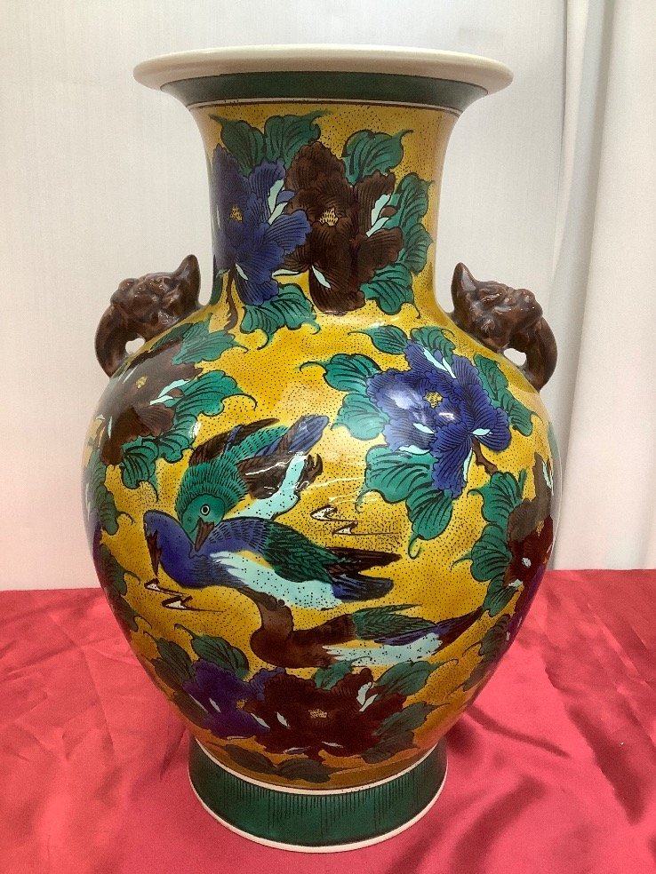 九谷焼 松月 古九谷様式 青手 花器 壺 花瓶 骨董品 角福印 【公式通販】