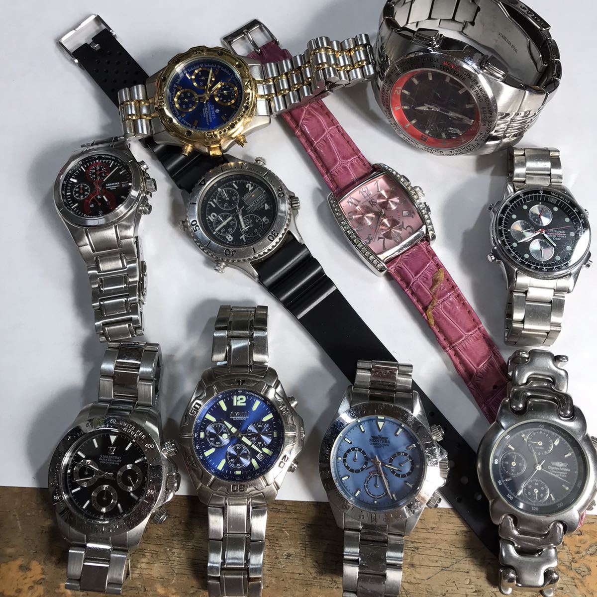 全て Chronograph クロノグラフ 腕時計 10本 大量 まとめ CASIO CharlesVogele ROBERTA.SCAERA MONTRES JEMIS ～通電未確認のジャンク
