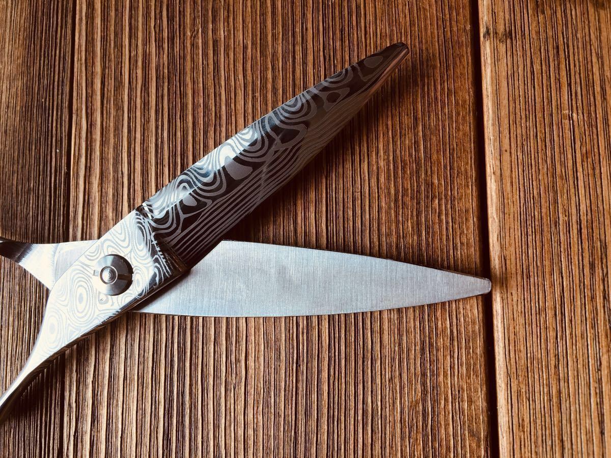 6インチ ダマスカス柄 スライドシザー 刃渡60㎜　73g カットシザー 理容 美容 新品 理容師 美容師 プロ用 スライドカット 鋏 はさみ ハサミ