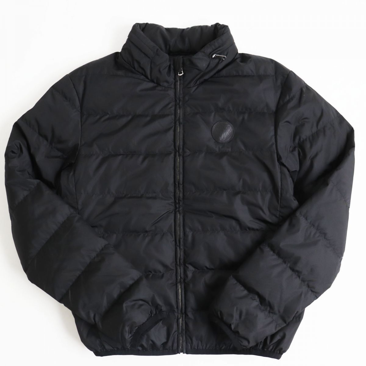 美品●2017年製 GUCCI グッチ 439366 クレストレザーパッチ付き 裏地GGスプリーム ダウンジャケット ブラック 48 イタリア製 正規品 メンズ