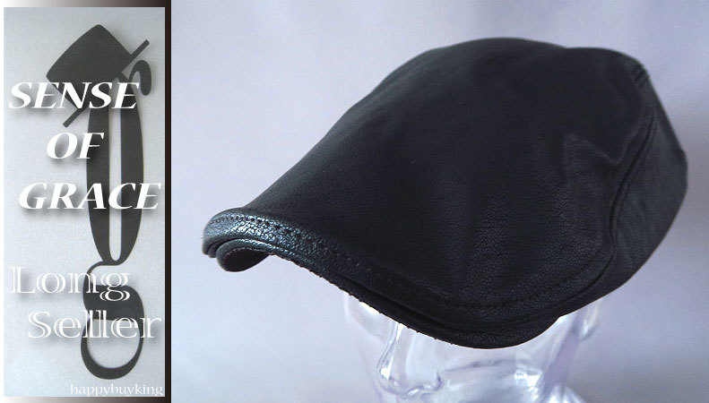 grace 大きいサイズ★2023サイドベルトレザーハンチング【黒/XL】新品 サイズ調節可能 男女兼用 手洗いOK! センスオブグレース