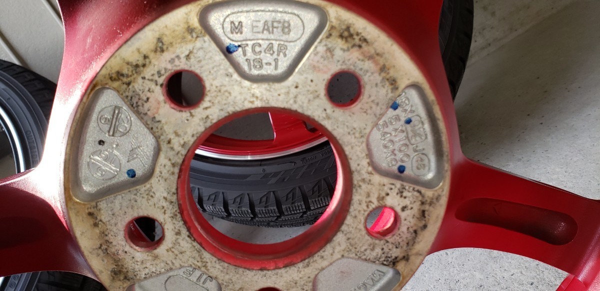 ADVAN Racing TC-4 18×9.5J +45 PCD100 赤2本 アルミホイール アイス 