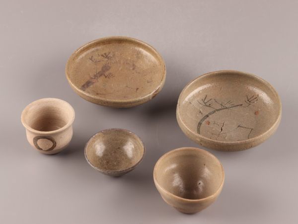 古美術 古唐津 絵唐津 唐津焼 皿 盃 五点 時代物 極上品 初だし品 8630