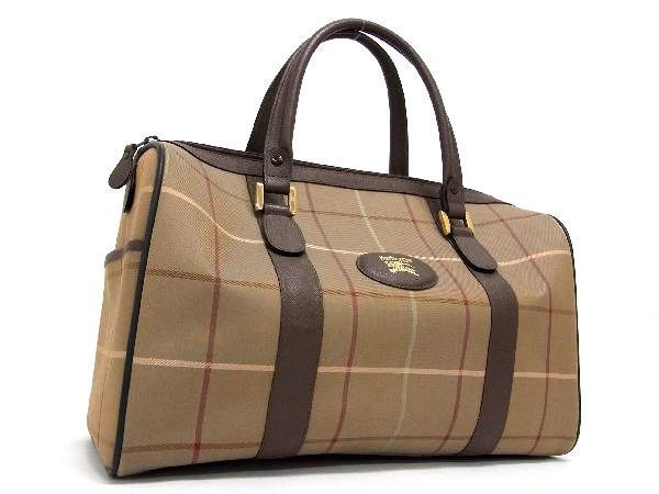 1円 Burberrys バーバリーズ キャンバス×レザー ボストンバッグ 