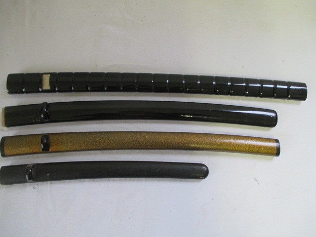 ◇TA7240◇拵え鞘/脇差、短刀/黒蝋色漆、梨地他/50cm程/現状渡し品/4点