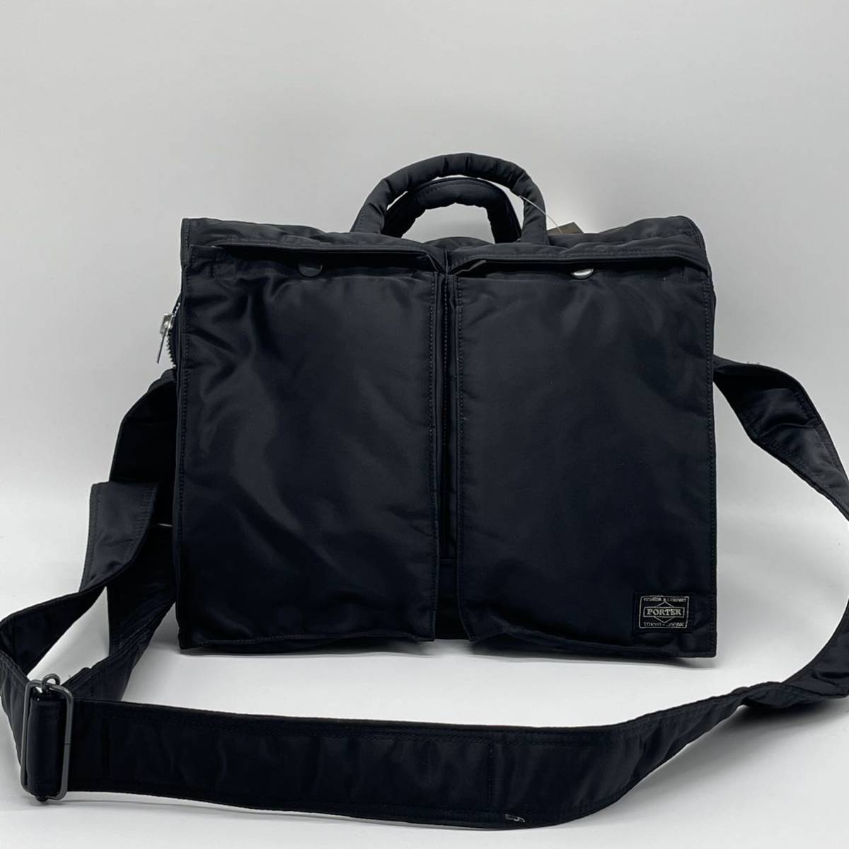 美品PORTER タンカーL ドラムバッグミニボストンシルバーグレー