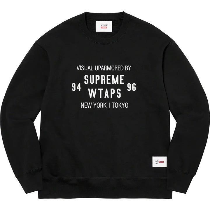 国内正規品 21fw Supreme WTAPS Crewneck L 黒 ブラック black シュプ スウェット クルーネック ロゴ Box Logo ダブルタップス 21aw 1円