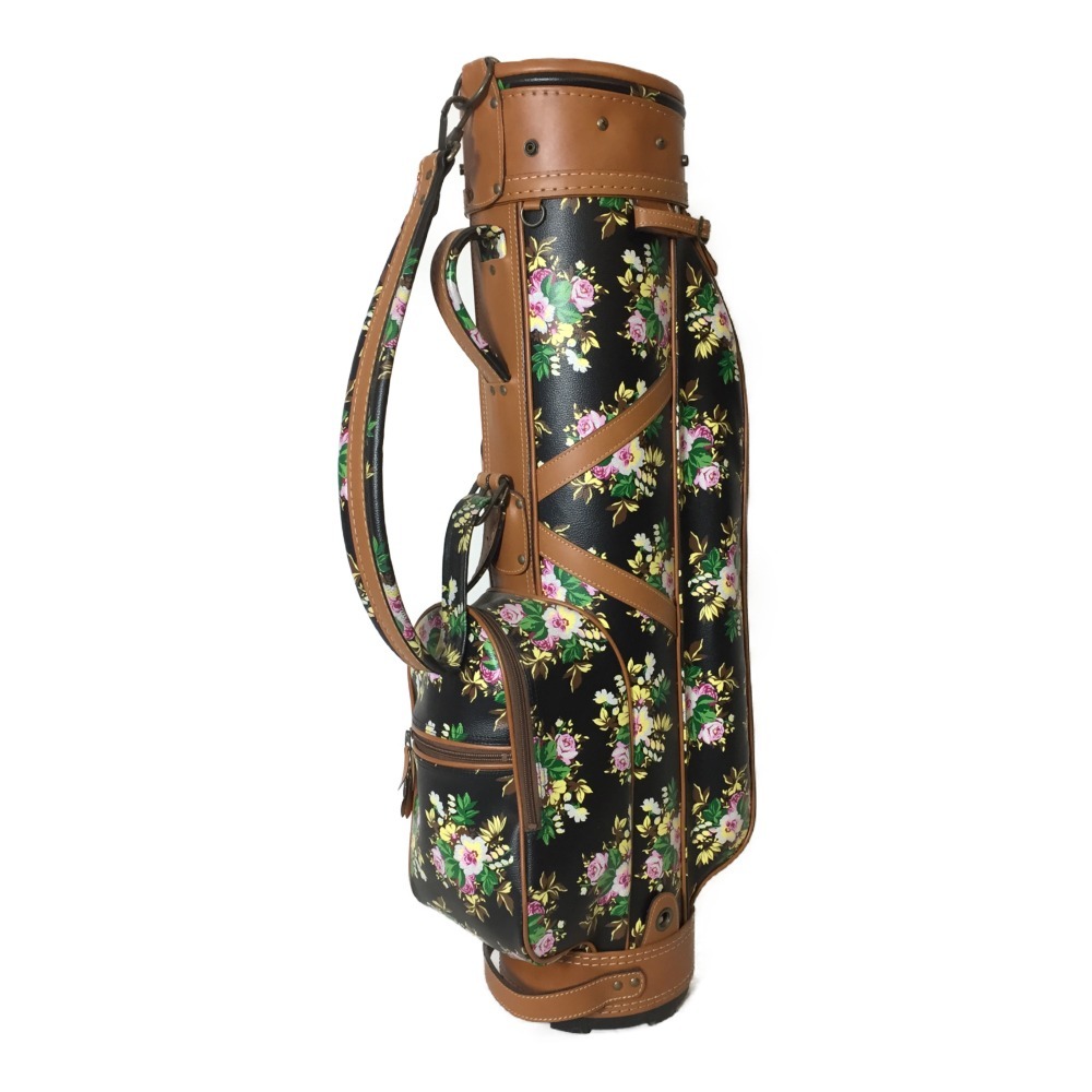 ◎◎ KENZO ケンゾー キャディバッグ レディース 3分割 黒x茶x花柄 やや傷や汚れあり