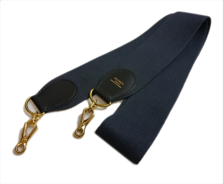 極上品 エルメス ショルダーストラップ エブリン ブラック キャンバス レザー ヴィンテージ ゴールド