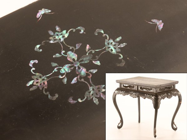 流時代漆器 唐物 中国清朝 螺鈿細工 香炉台 高22cm 箱付 DI822 【