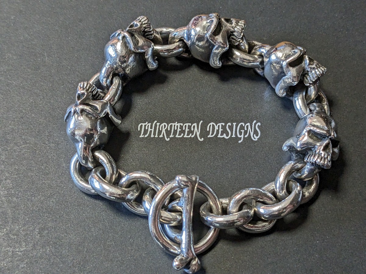 サーティーンデザインズ スカル リンク ブレスレット シルバー　巾着付 THIRTEEN サーティーンデザインズ DESIGNS リング シルバー 商品説明