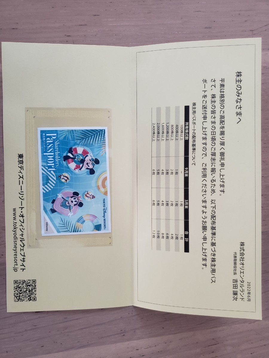 オリエンタルランド 株主用パスポート 東京ディズニーリゾート ディズニーシー 株主優待券