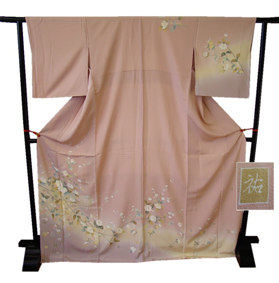 時代屋 裄66.7cm 作家物 入卒式 一越地 附下げ 訪問着 正絹 仕立上り 袷 共八掛 155cm~161cm HH705