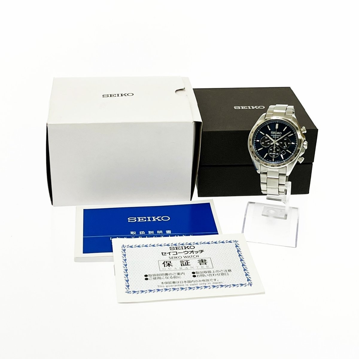 稼働品 SEIKO セレクション 腕時計 クロノグラフ ブルー文字盤 メンズ 