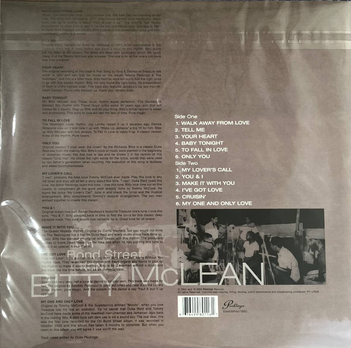LP / レコード ] Bitty McLean And The Supersonics / On Bond Street