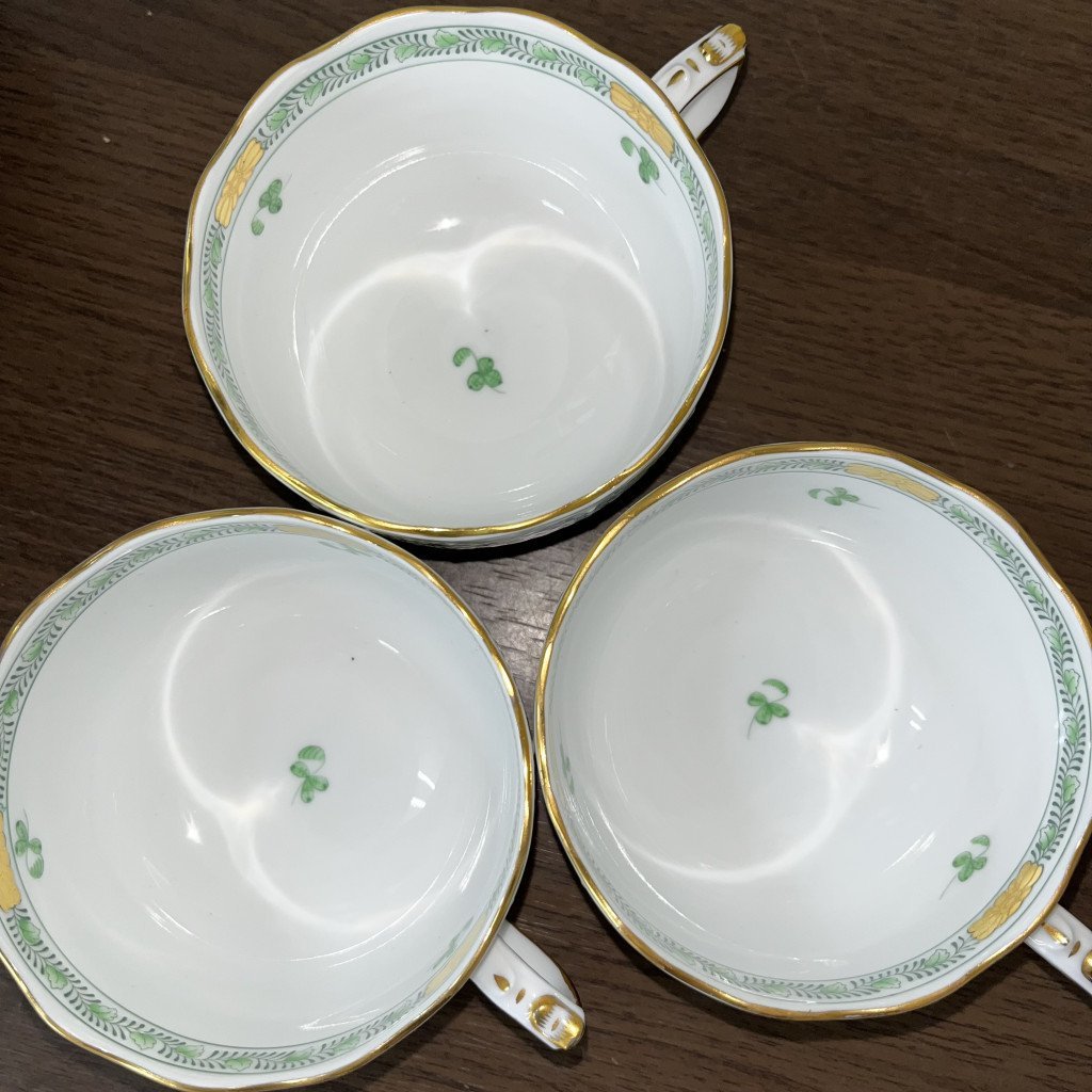 72116◎【まとめ売り】HEREND ヘレンド インドの華 グリーン カップ