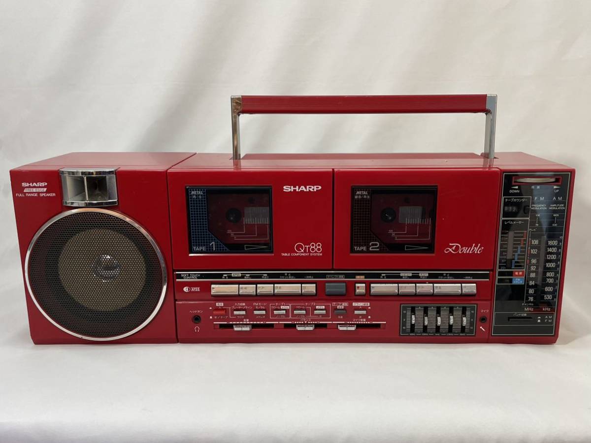 通電OK 現状にて sharp QT88 double ダブルラジカセ レッド シャープ