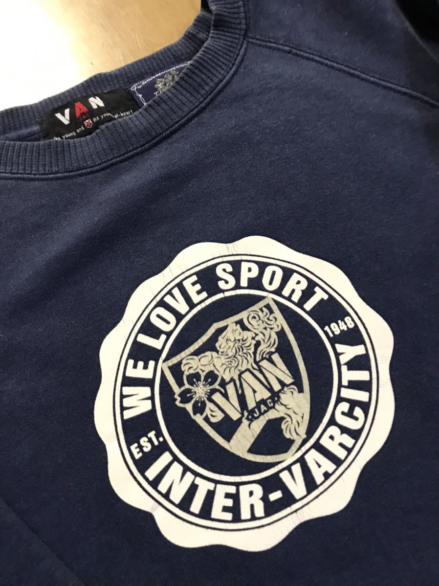 VAN JACKET INC. TRAINER㈱ヴァンジャケット日本製　綿100％　ラグラン袖/紺スウェットシャツ