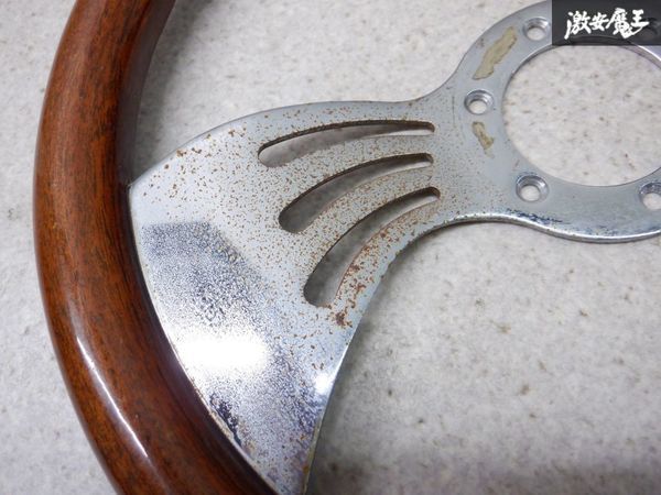 社外ステアリングビレットステアリングウッドメッキ35cm