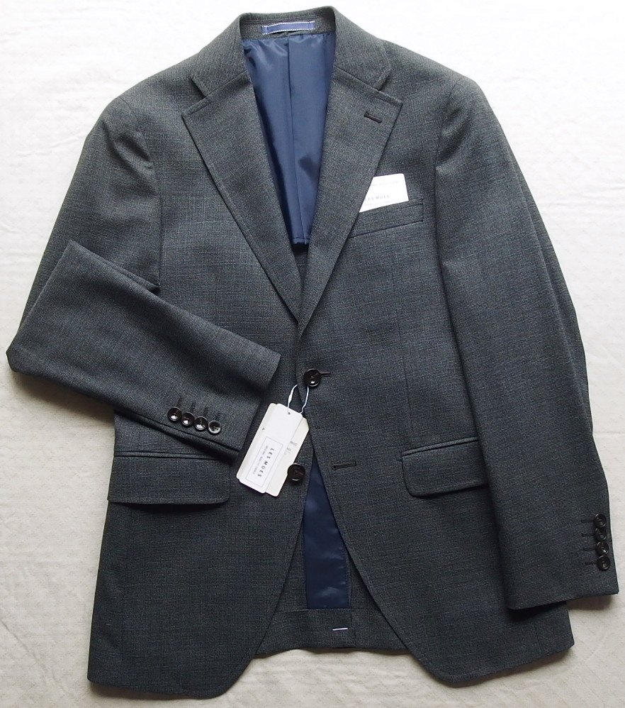 ■新品 Les Mues 春夏ストレッチウール2Bジャケット 濃灰/バスケット BB6