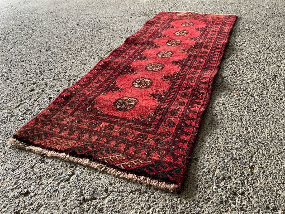 ☆むちっと肉厚☆138×53cm アフガニスタン産 絨毯 ラグ アンティーク