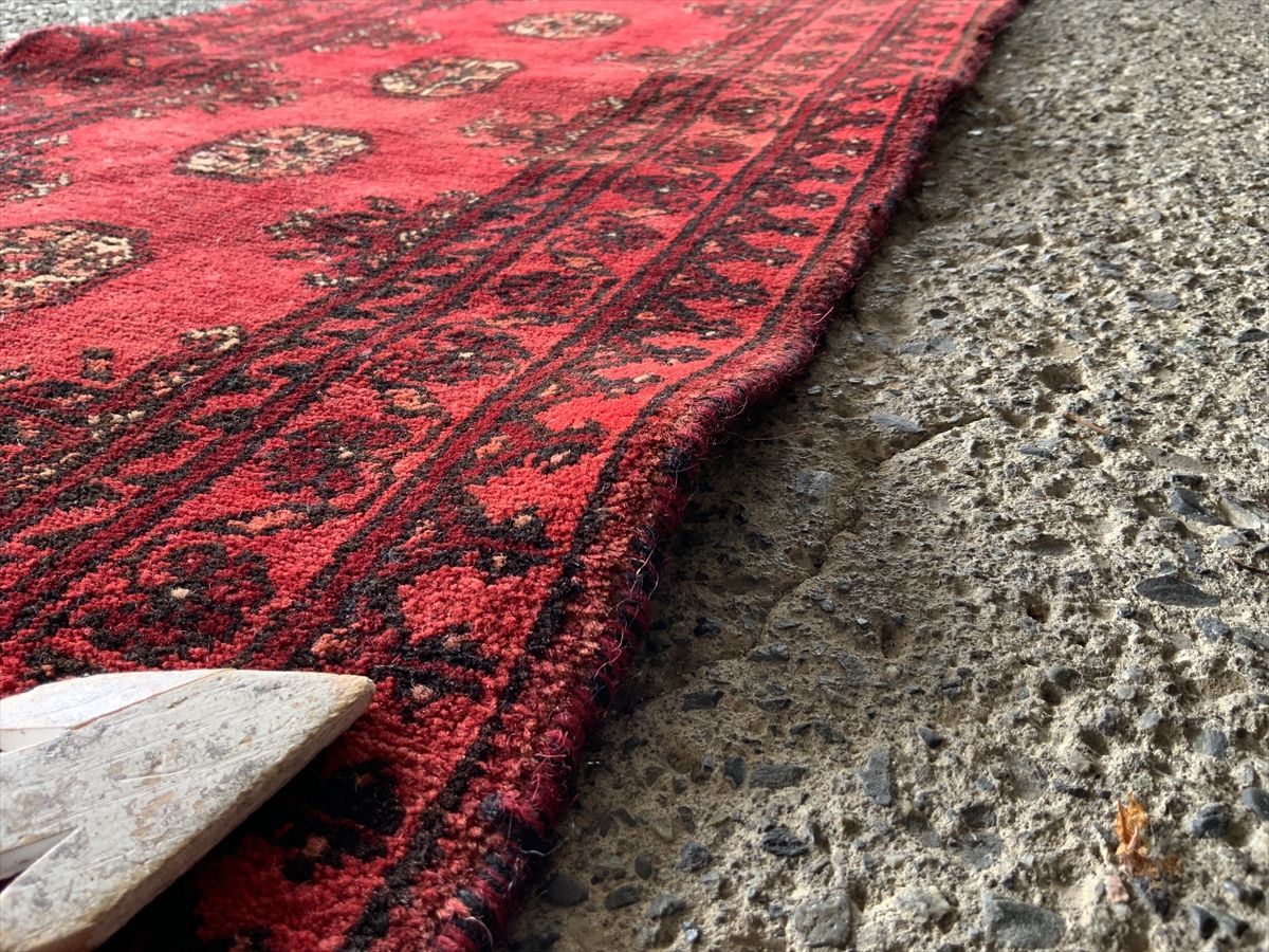 ☆むちっと肉厚☆138×53cm アフガニスタン産 絨毯 ラグ アンティーク