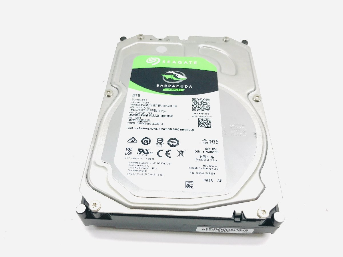 中古動作品】SEAGATE 8TB HDD BarraCuda SATA AF 3.5インチ 内蔵