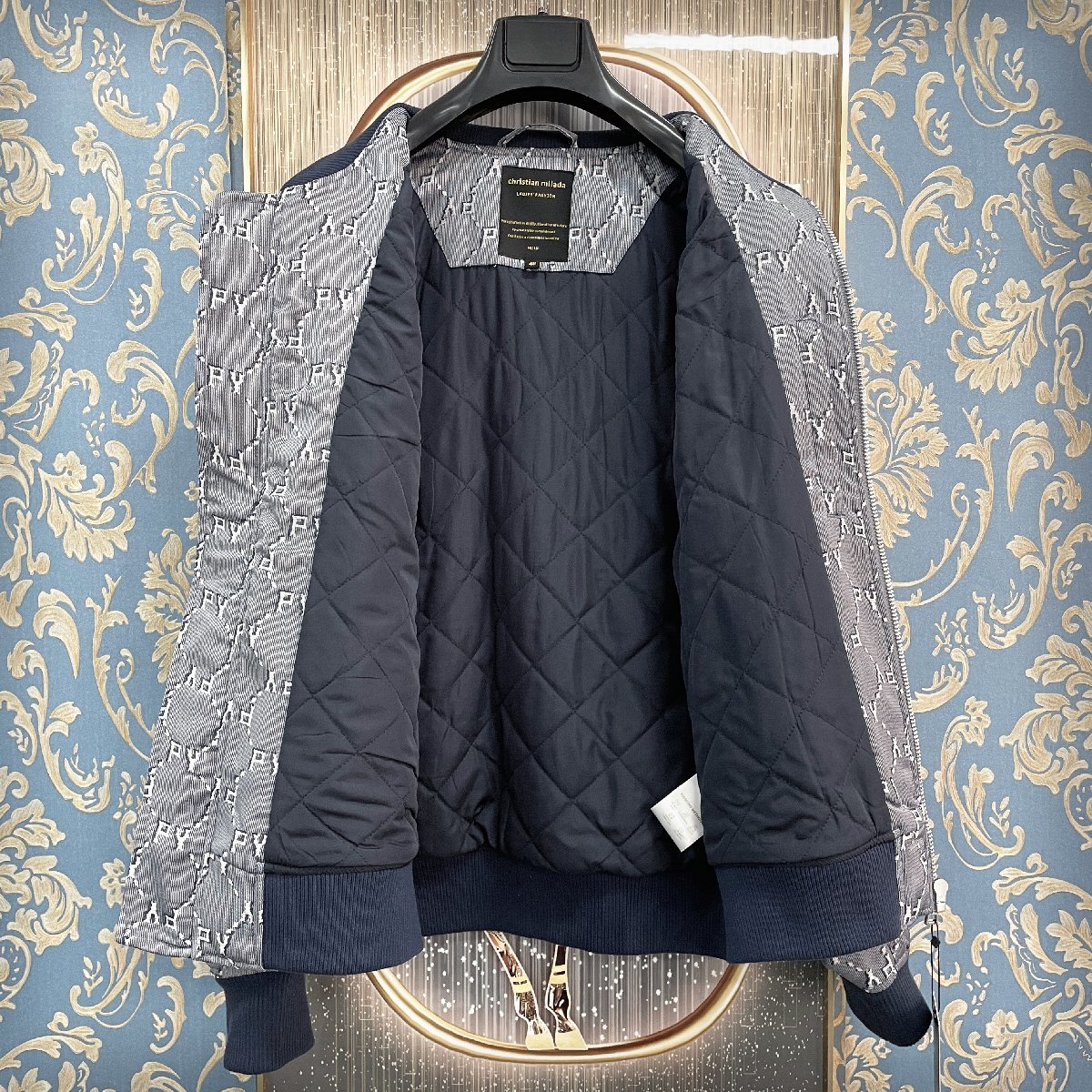 定価5万 ★ christian milada ★ ミラノ発 上質 個性 ジャケット ブルゾン スタジャン オシャレ スポーツ 大きめ 日常 2XL/52サイズ