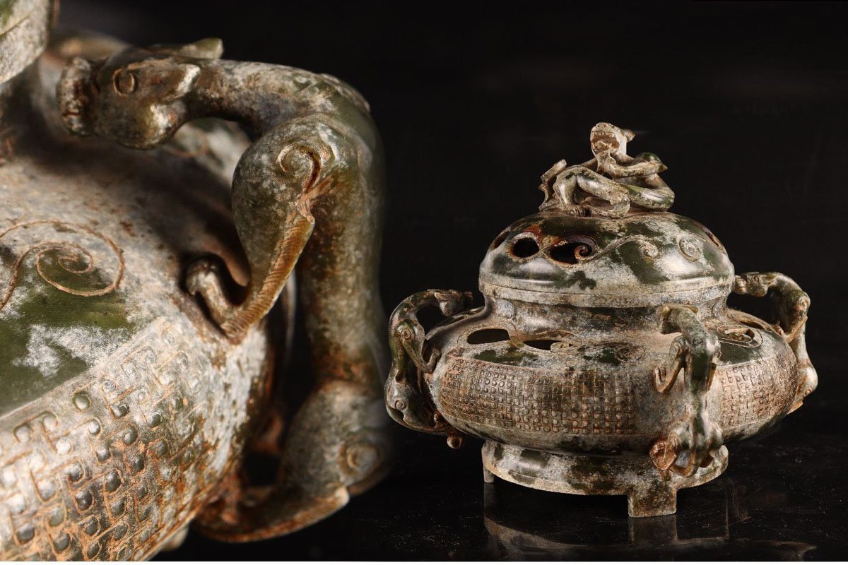 [URA]古砡製瑞獣火屋耳付香炉/1696g/7-4-162(検)骨董/香道具/香木/沈香/伽羅/茶道具/香合