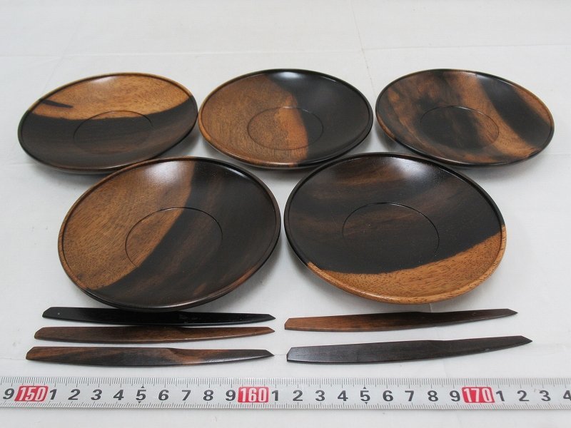  P2493 黒柿 丸形 茶托 5枚 菓子楊枝 木工芸(木工、竹工芸)｜売買されたオークション情報、yahooの商品情報をアーカイブ公開 - オークファン 木工、竹工芸