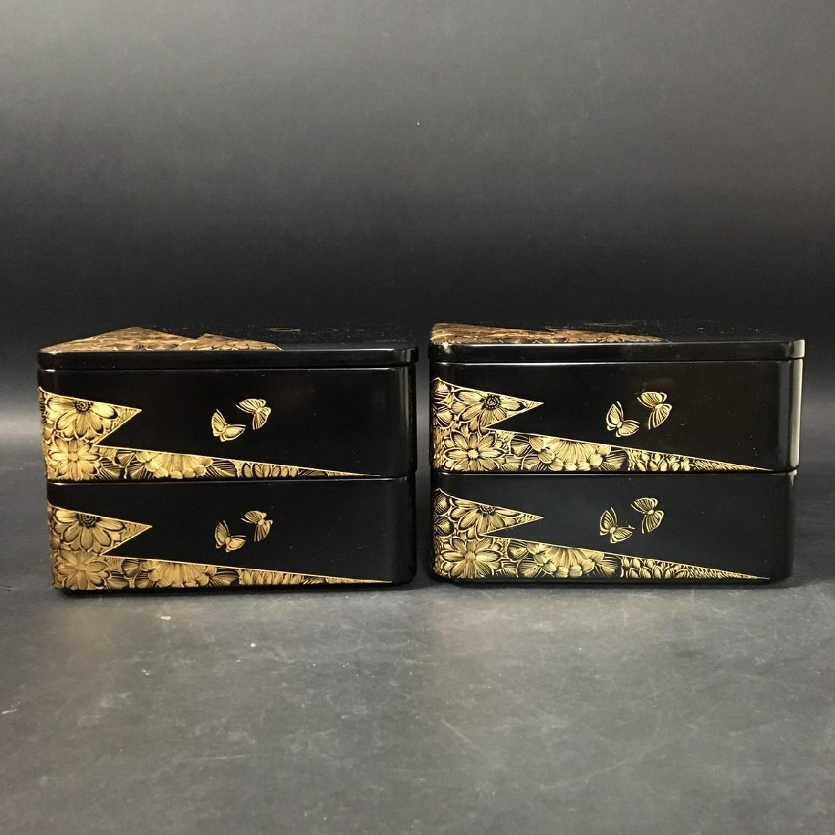 千e894信玄弁当 洗朱柿合 FG0420-61-8-4 高級 美術漆器 輪島塗