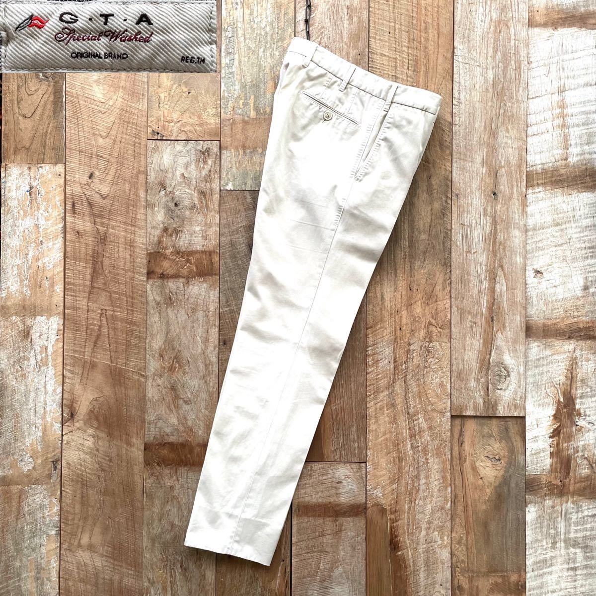 【美品】GTA ジーティーアー コットン スラックス パンツ 48 ライトベージュ☆BEAMSf INCOTEX PT01 チノパン