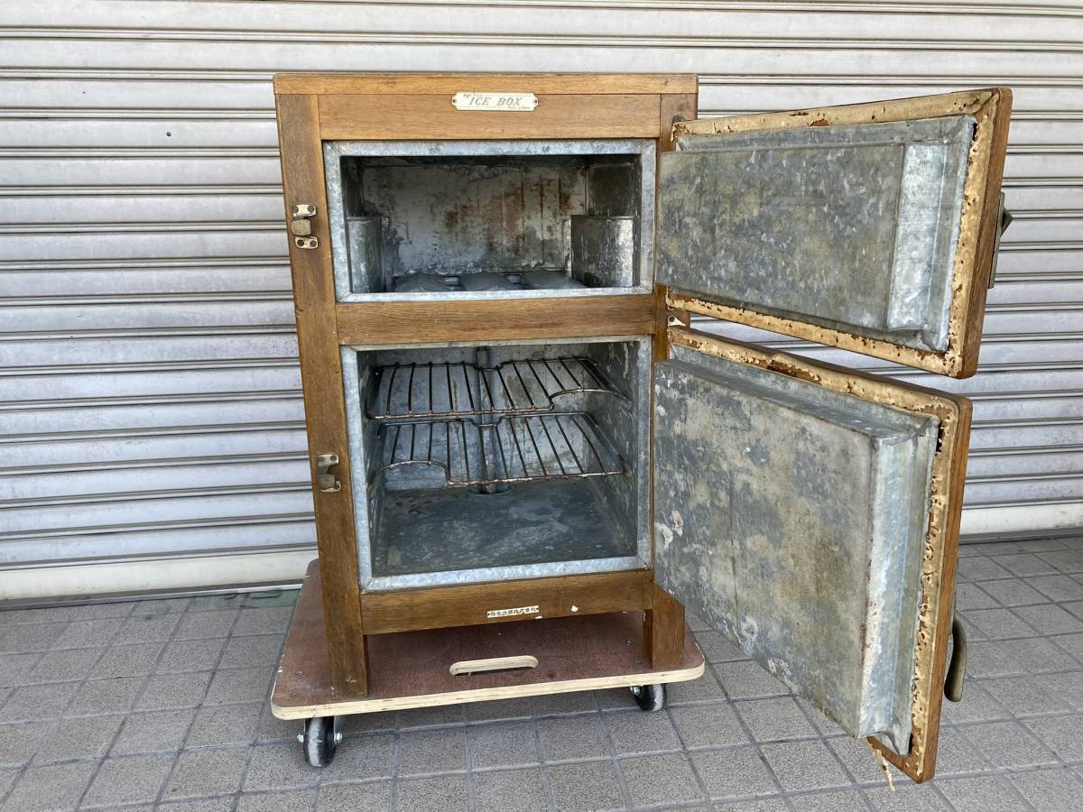現状品 日本冷蔵◇木製冷蔵庫 楢材 昭和レトロ◇ICE BOX(日本)｜売買