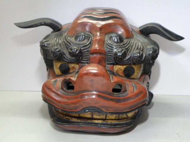 47 獅子頭 獅子舞 木彫 / 彫刻 オブジェ 祭礼 神楽 縁起物 魔除け 神社