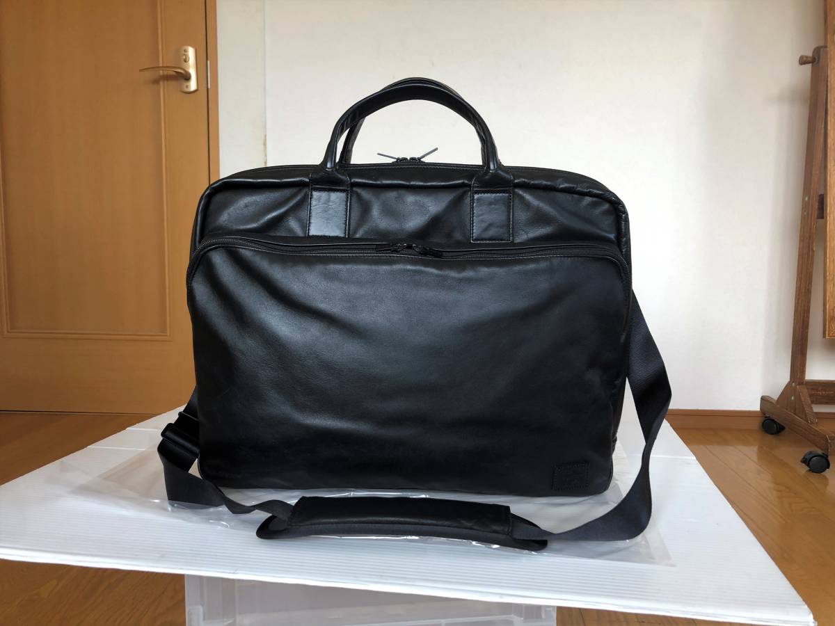 ポーター タイム BLACK レザー 本革 2way ショルダー バッグ L サイズ 