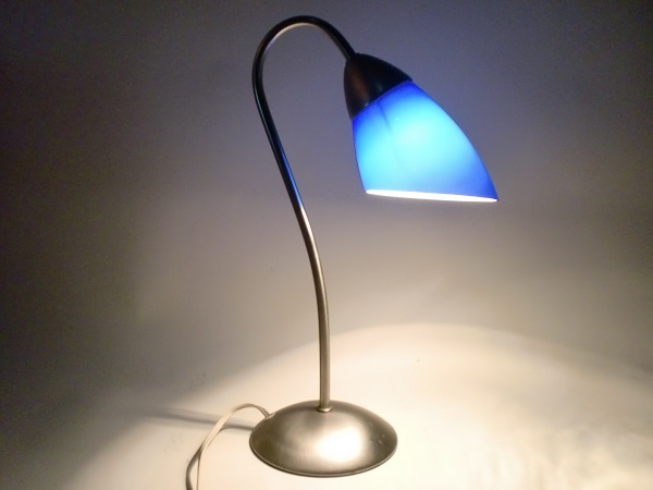 *50‘ｓオールドアメリカン風 雑貨 ブルー・青色 フラワー型 ムード電気スタント 昭和レトロ 卓上ランプ テーブルランプ ディスクランプ 　